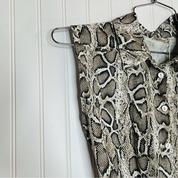 Laura Bianchi Italy 100% Linen Snakeskin Shirt Dress - Picture 5 of 8